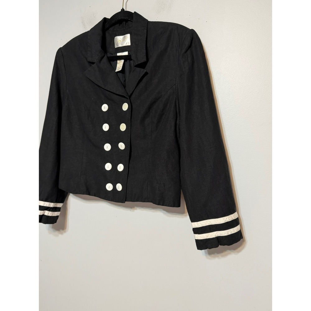 Vintage Old Money Double Breasted Nautical Cropped Blazer Women Sz 16 Yacht Club - Picture 4 of 7